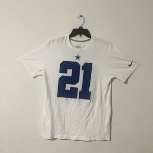 Nike White and Blue Jersey with Large Number 21